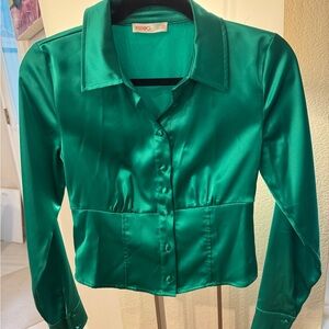 Women's Green Satin Blouse